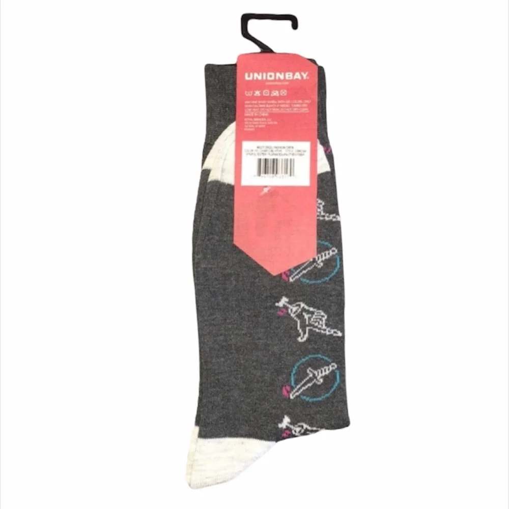 Unionbay Skull & Dagger Crew Socks, Gray